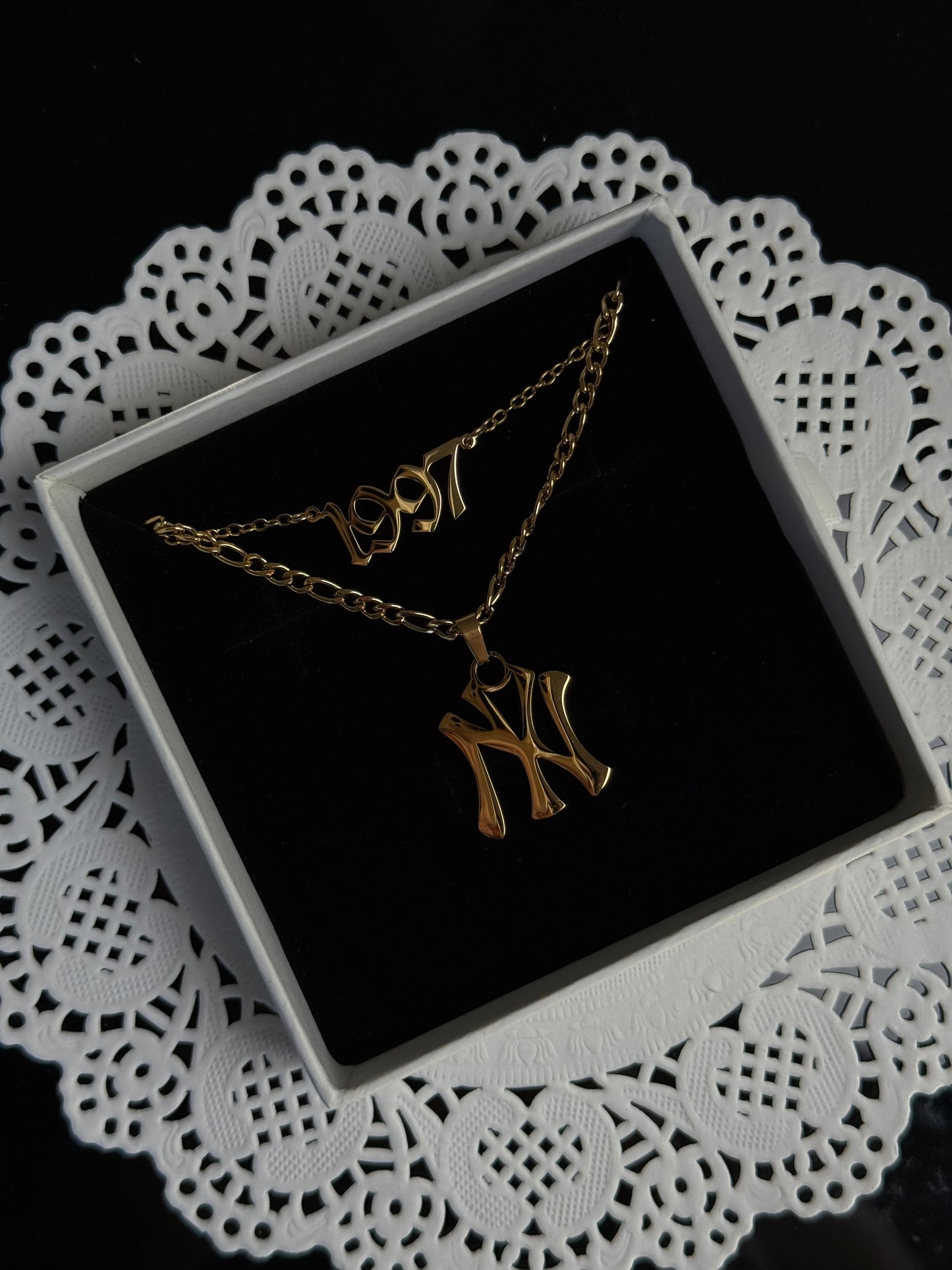 Collier avec plaque signalétique personnalisée - Plaqué or 18 carats/argent