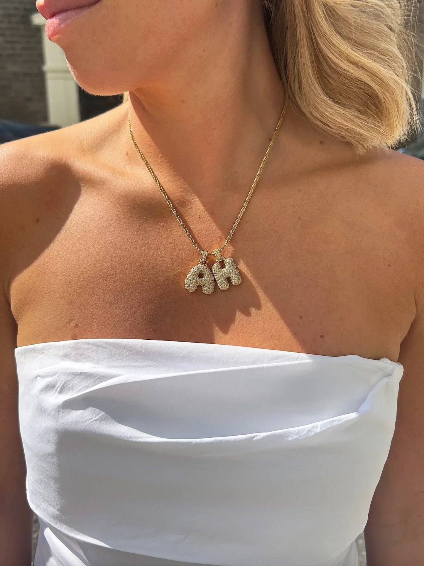 Bubble Initial Necklace (Customisable)- Gold
