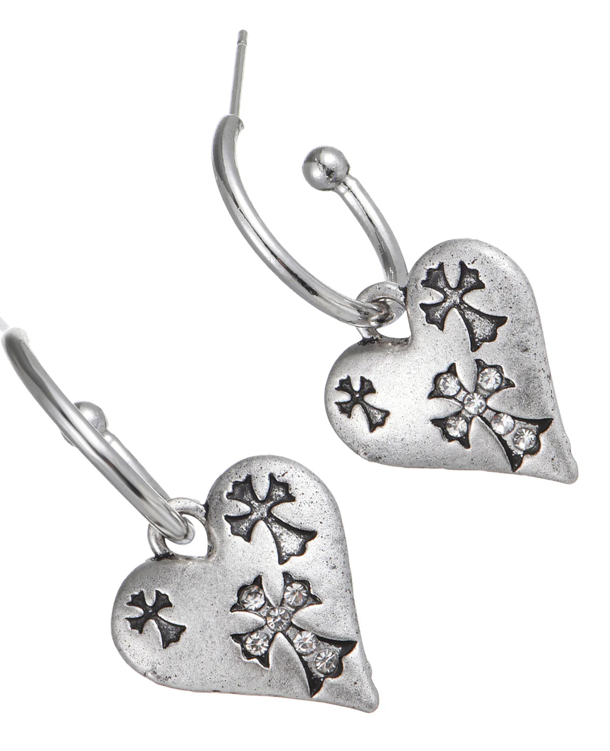Boucles d'oreilles en forme de cœur chromé