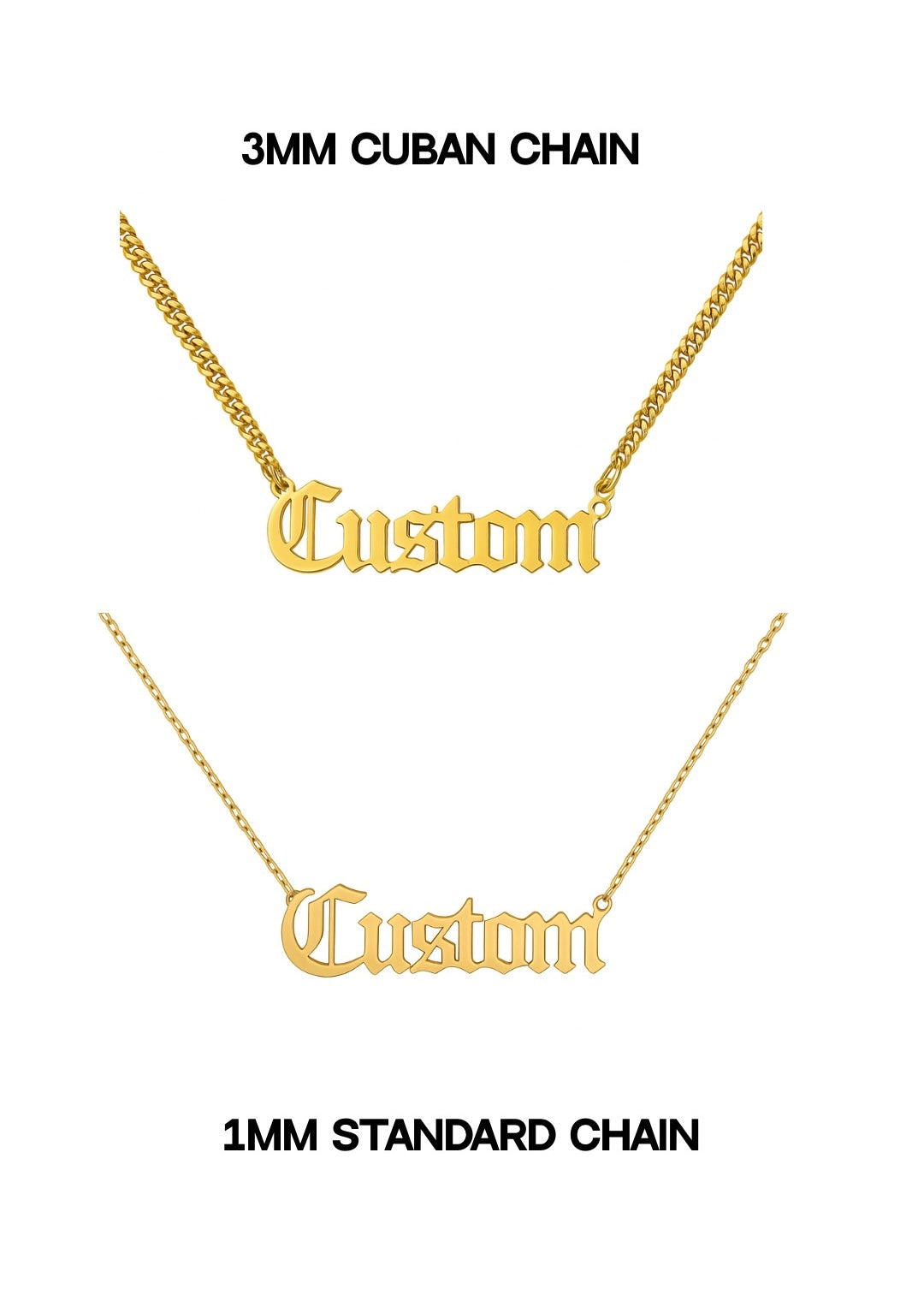 Collier avec plaque signalétique personnalisée - Plaqué or 18 carats/argent