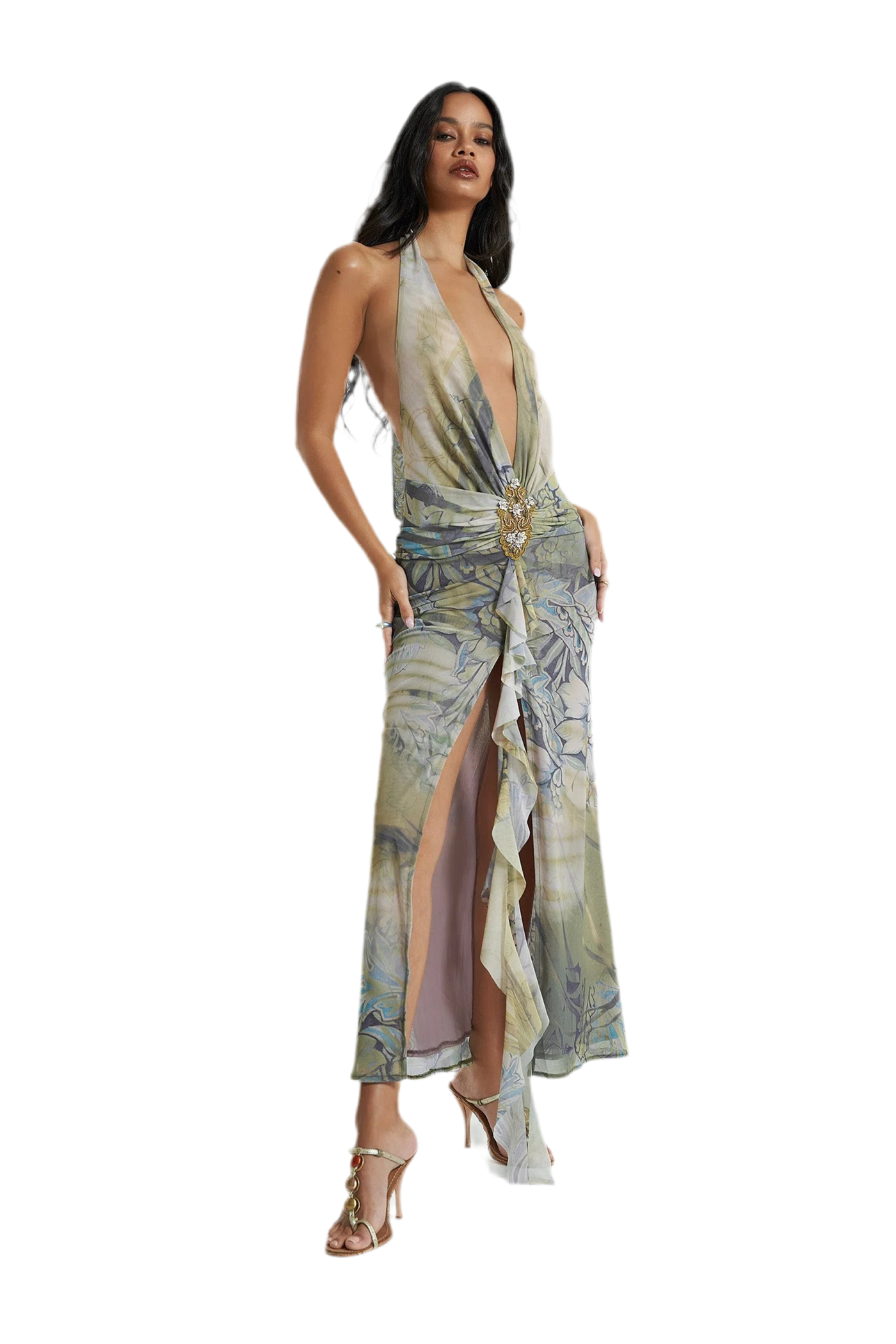 cindy plunge maxi dress NEW Jaded London