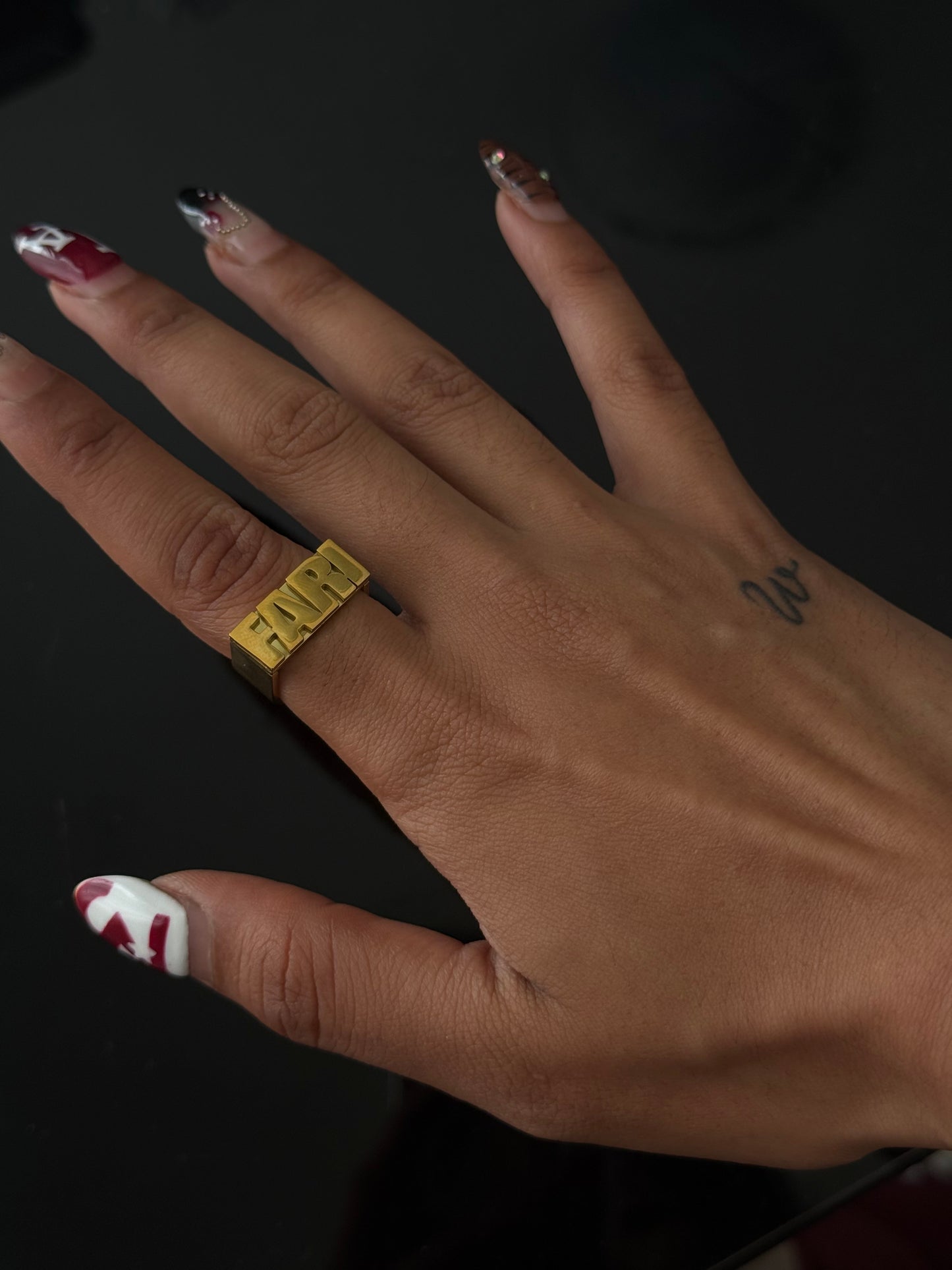 Bague personnalisée avec nom - Or/Argent