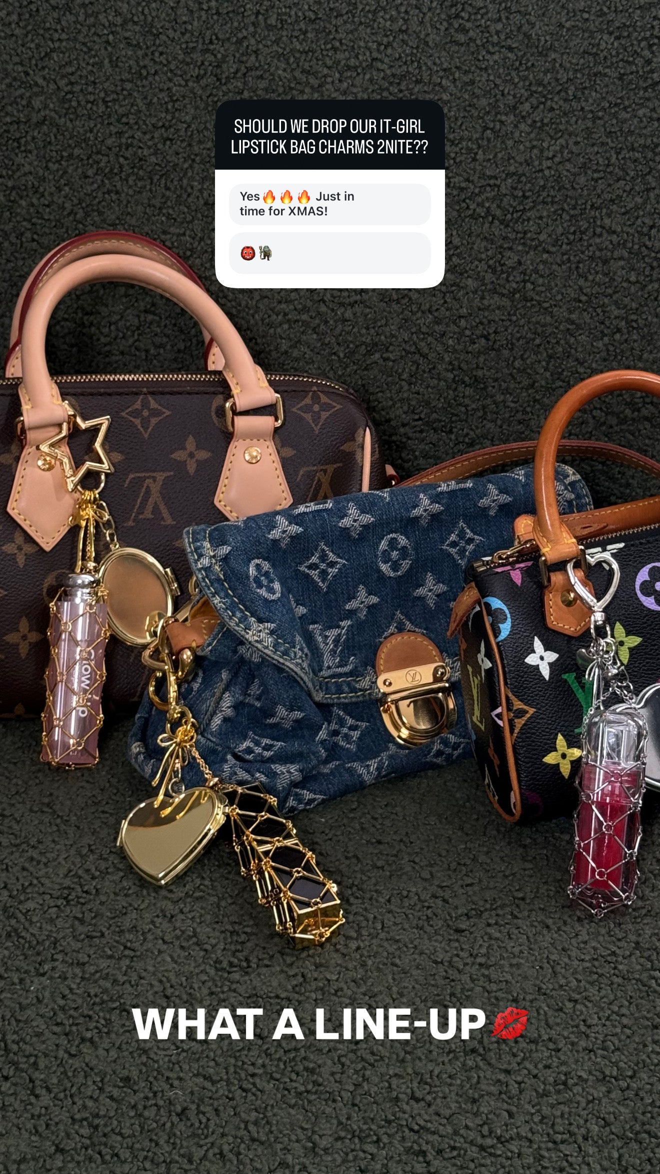 It-Girl Lipstick Holder Bag Charm - Gold Heart