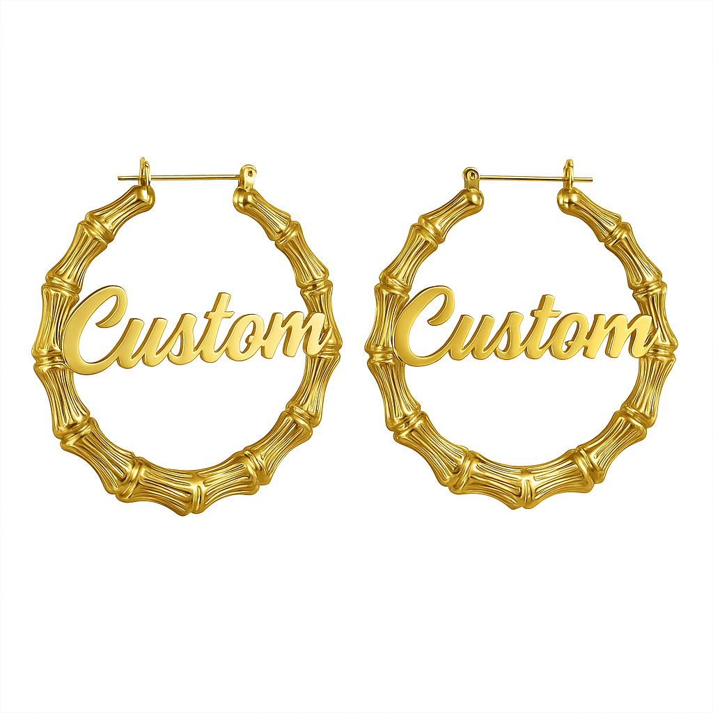 Créoles en bambou personnalisées - Or/Argent