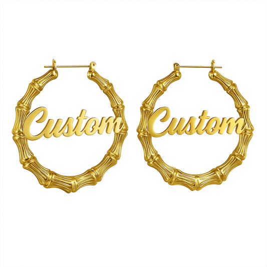 Custom Bamboo Hoops- Gold/Silver