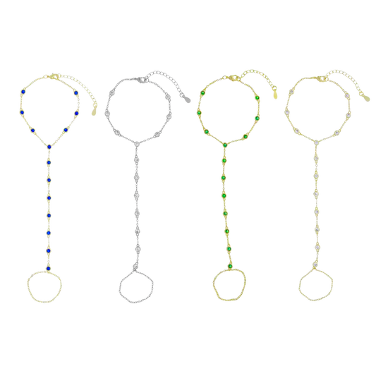 Aurora Hand Chains - Clear/Emerald/Blue/Silver