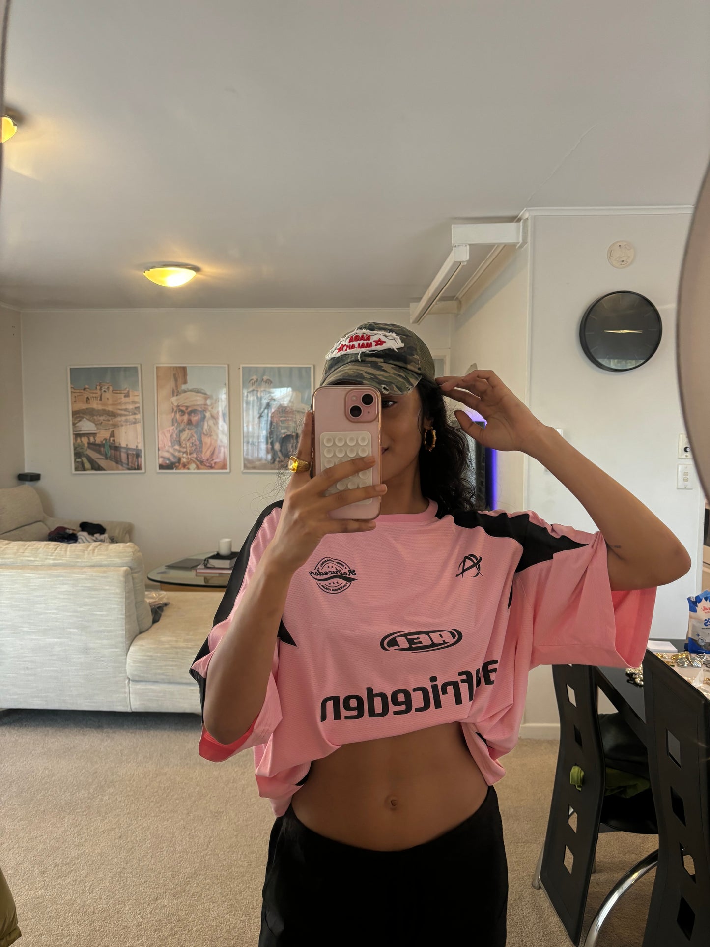 T-shirt de football rose