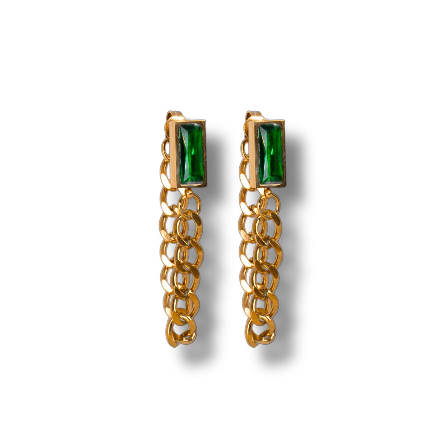 Boucles d'oreilles baguette émeraude