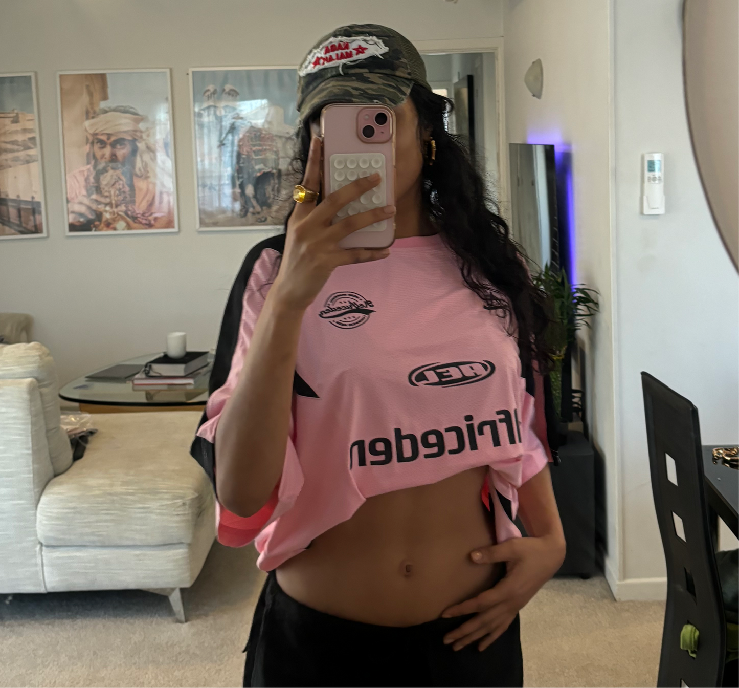 T-shirt de football rose