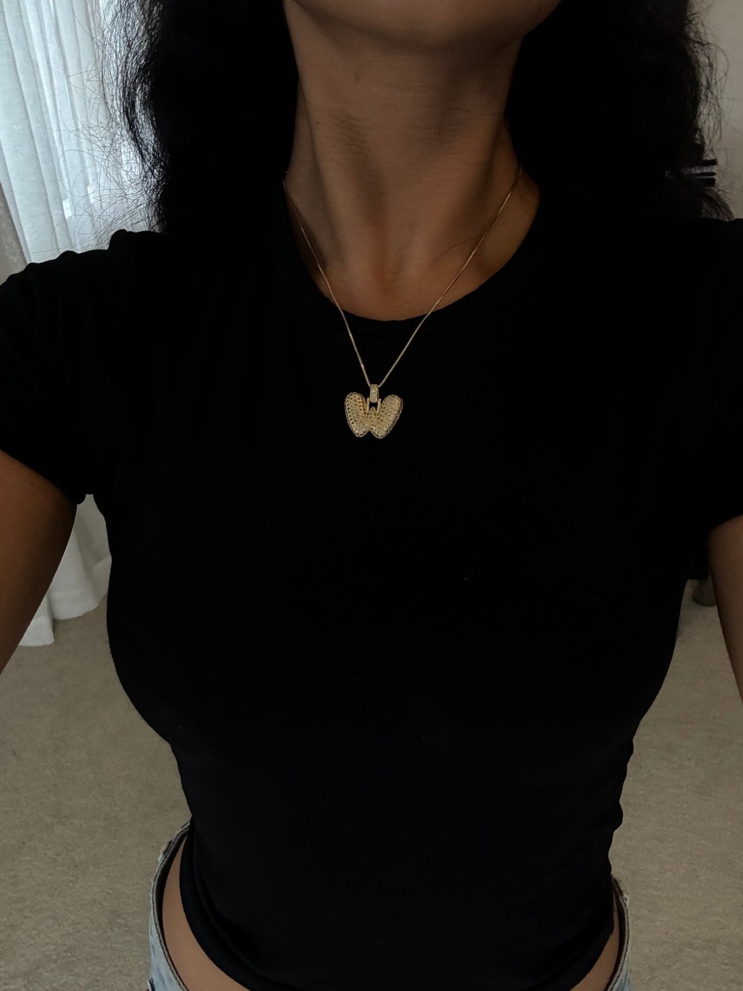 バブルイニシャルネックレス(カスタマイズ可能)- ゴールド