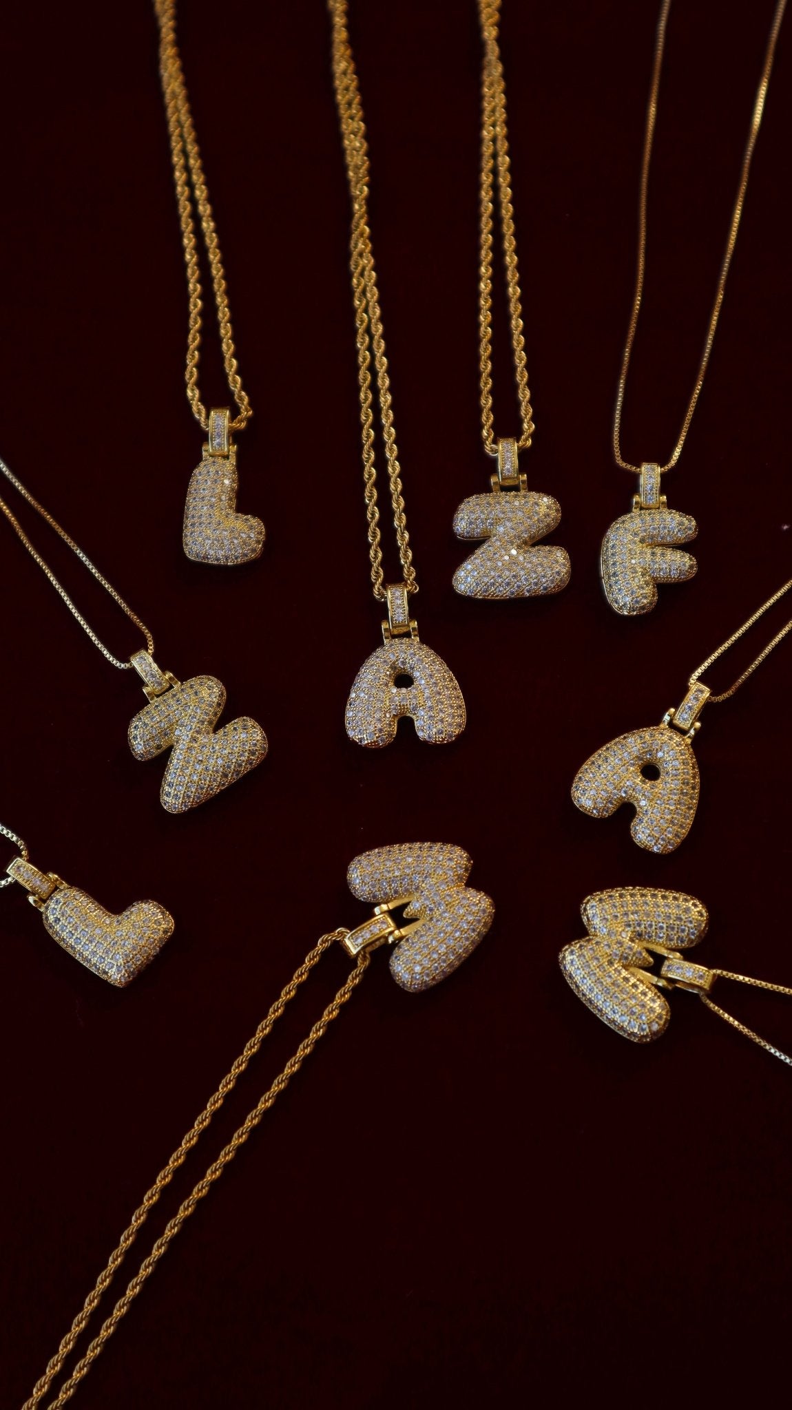 Bubble Initial Necklace (Customisable)- Gold