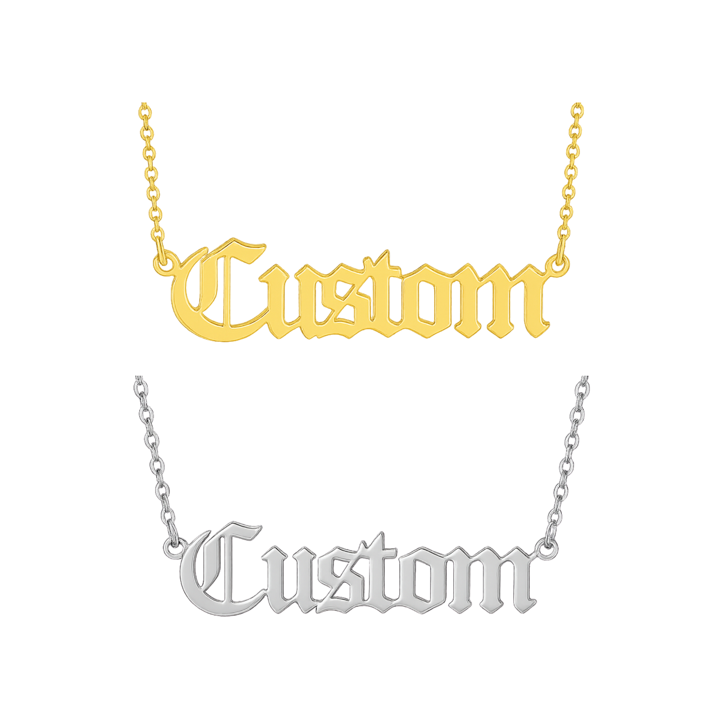 Custom Nameplate Necklace -18K Gold Plated/Silver