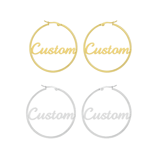 Custom Nameplate Hoops - Gold/Silver