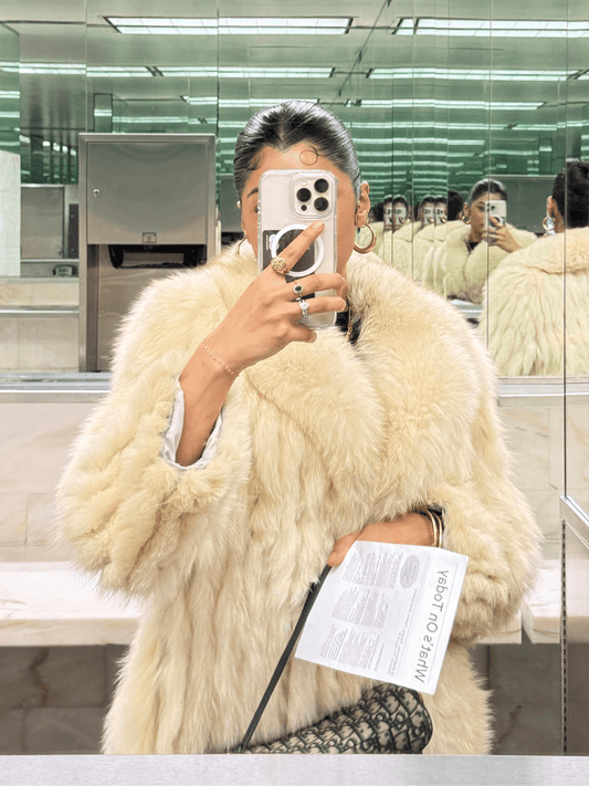 NYC Faux Fur Jacket - Cream (S/M)