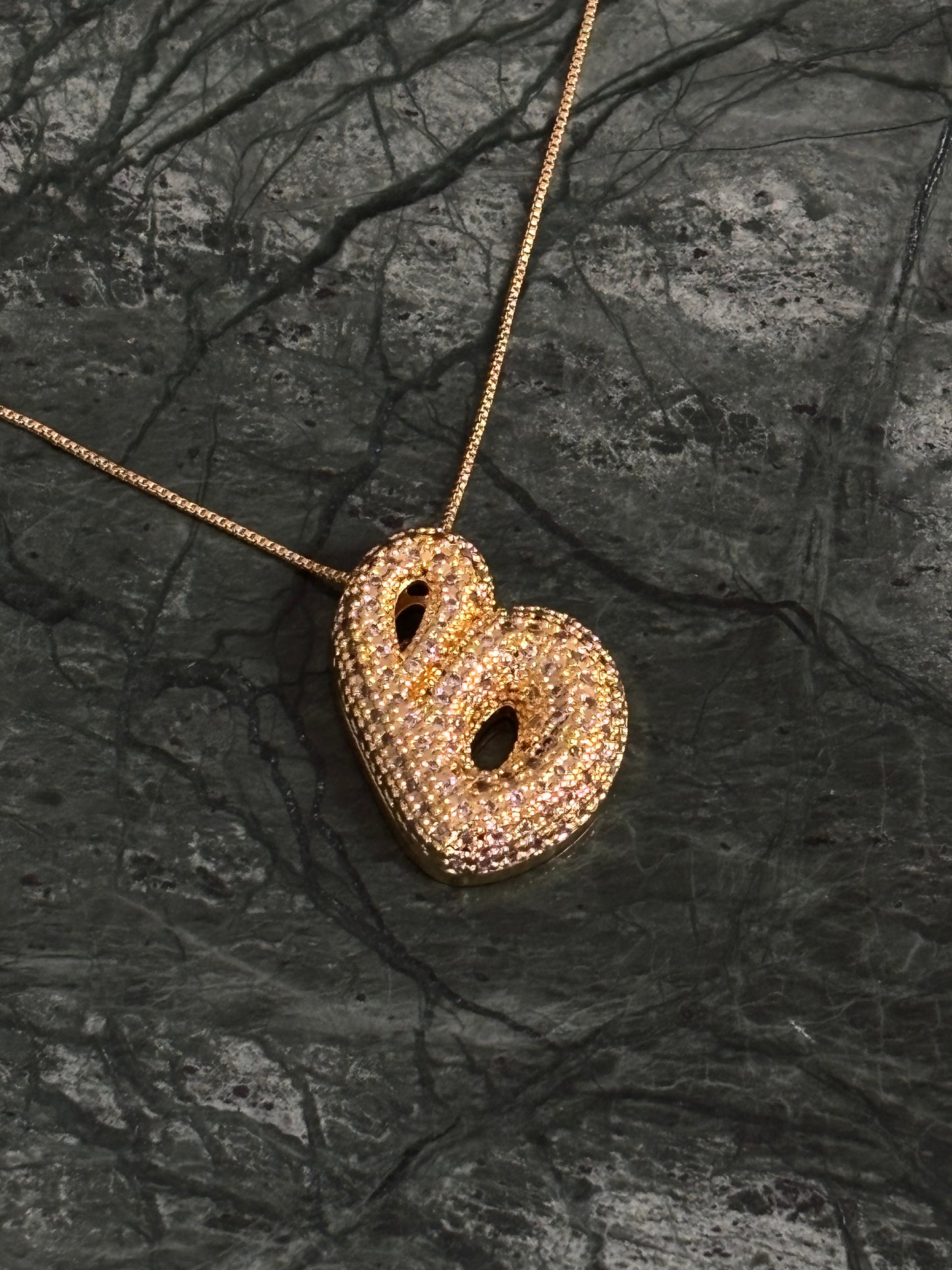 Ice Puff Initial Necklace - Gold