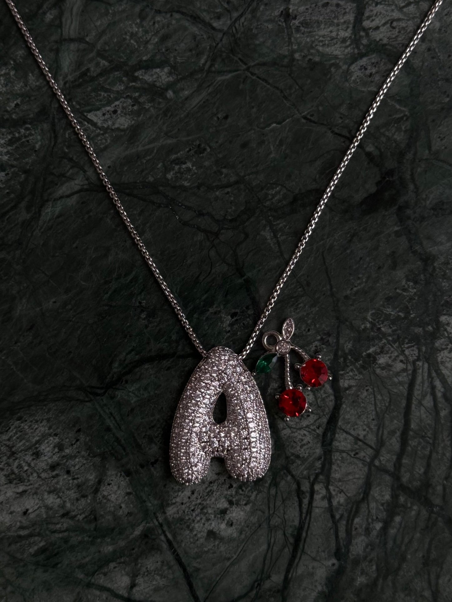 Collier Initiale Ice Puff - Argent