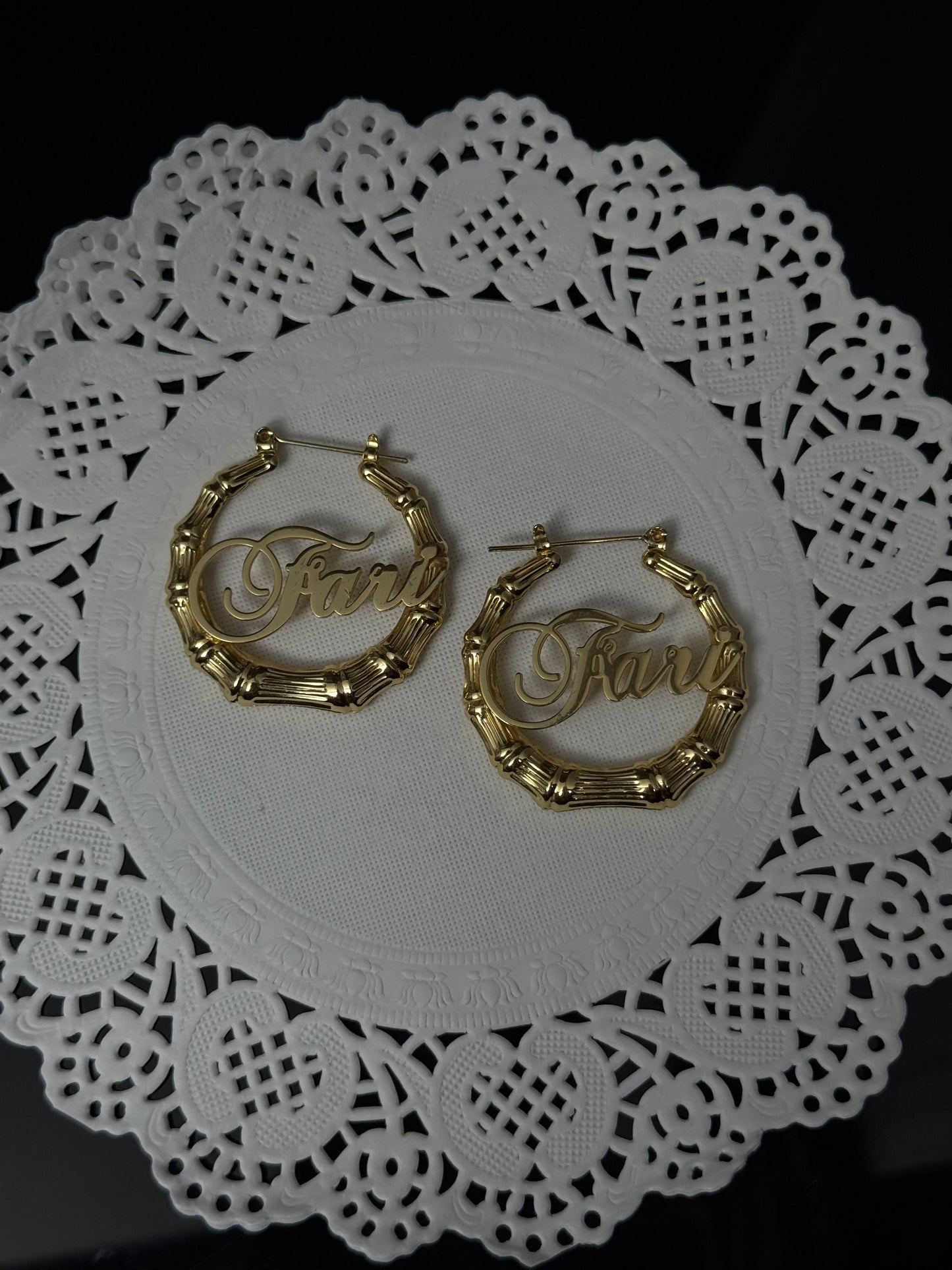 Créoles en bambou personnalisées - Or/Argent