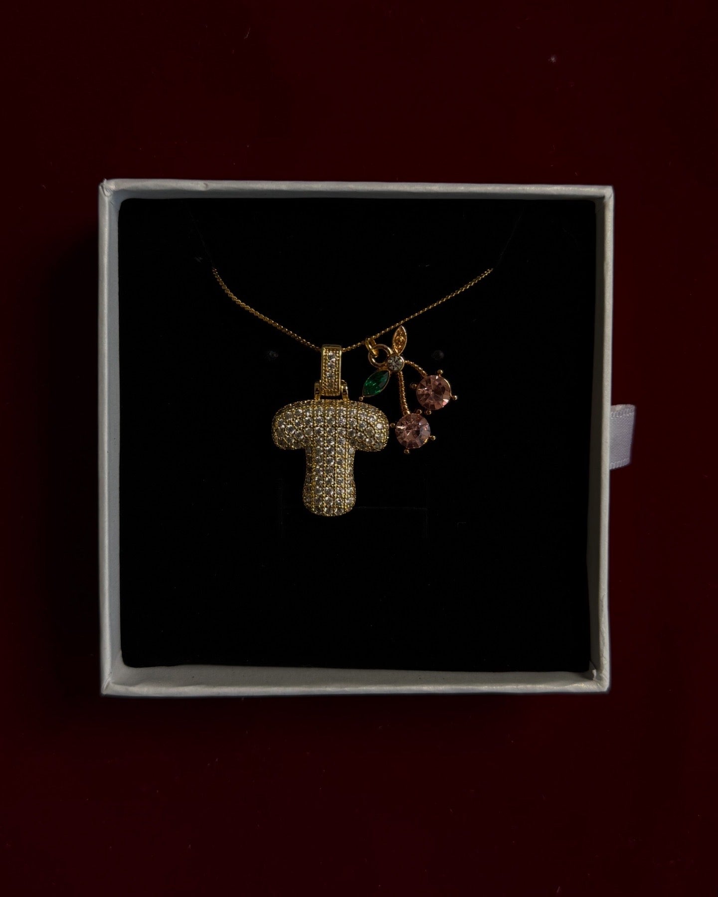 バブルイニシャルネックレス(カスタマイズ可能)- ゴールド