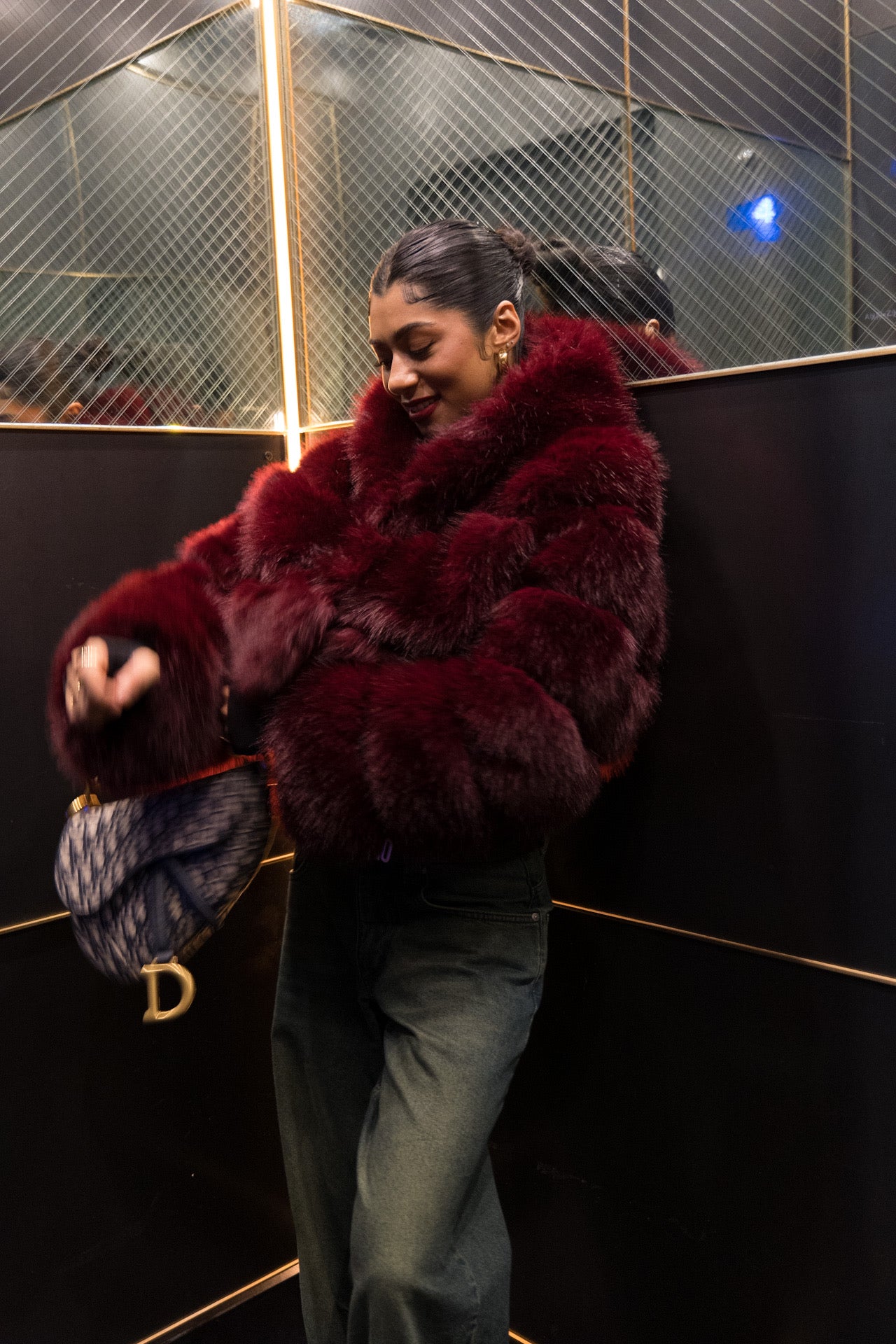 Veste en fausse fourrure NYC - Bordeaux (P/M)