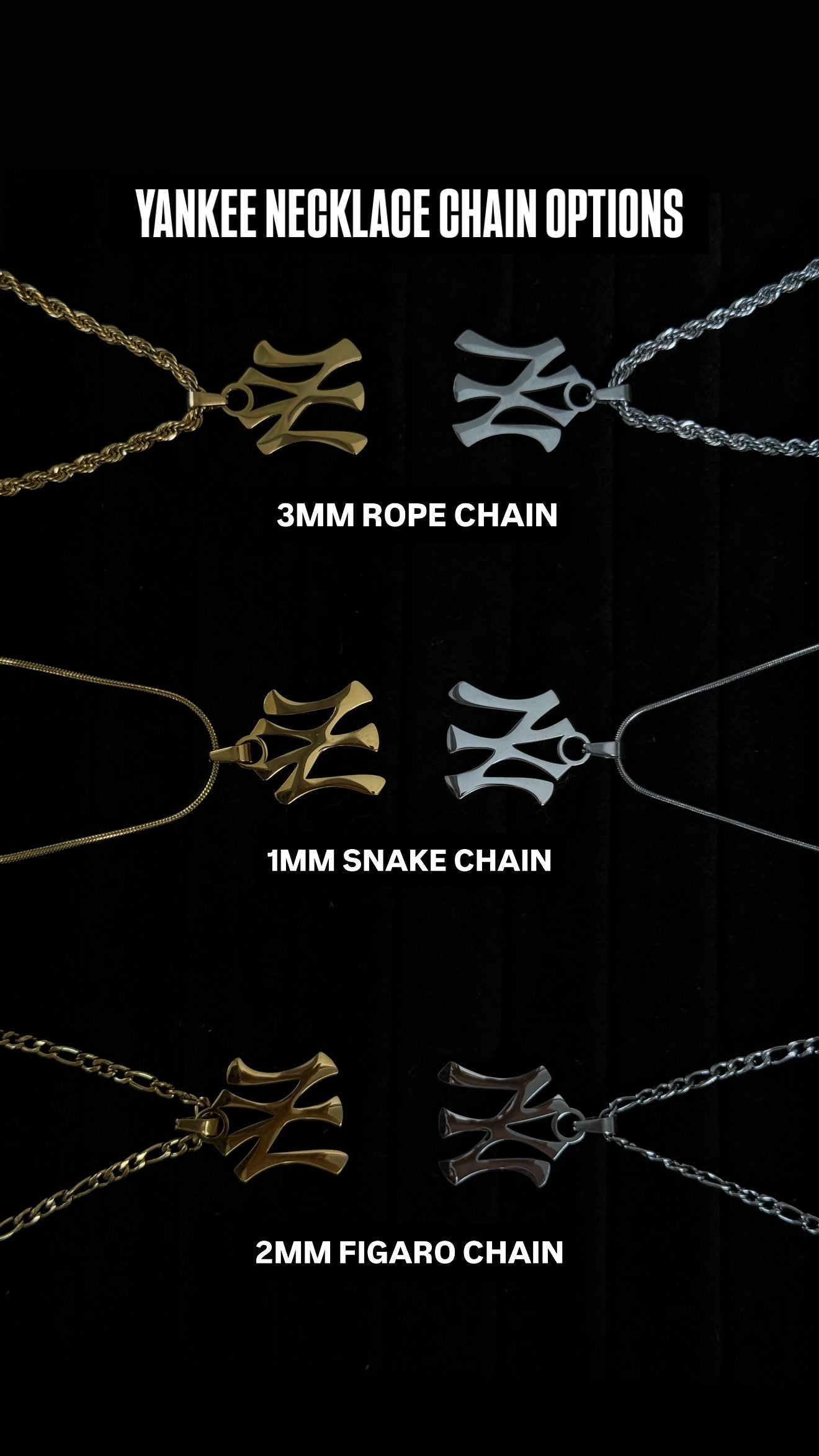 Yankee Power Rope Necklace- Silver