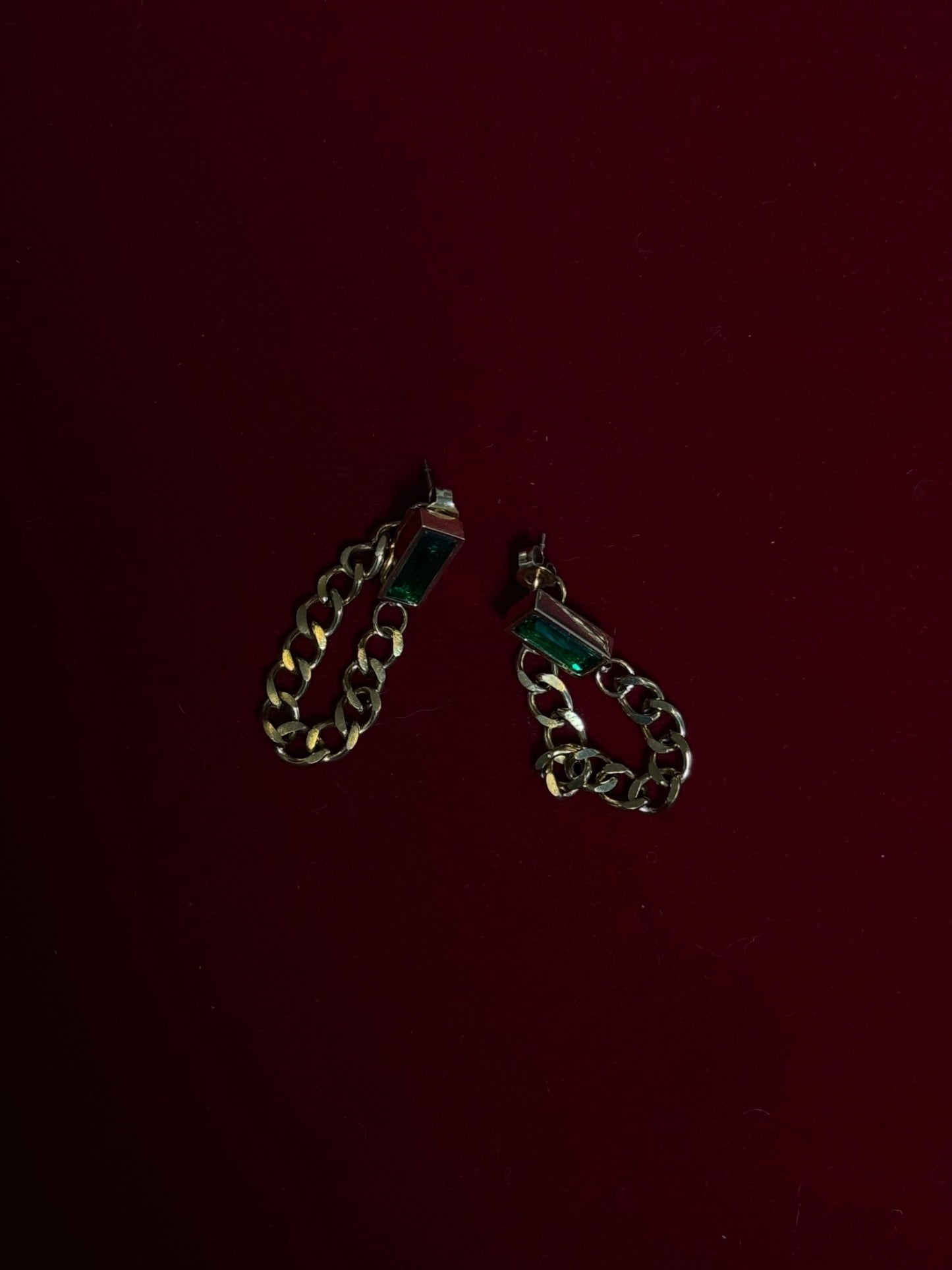 Boucles d'oreilles baguette émeraude