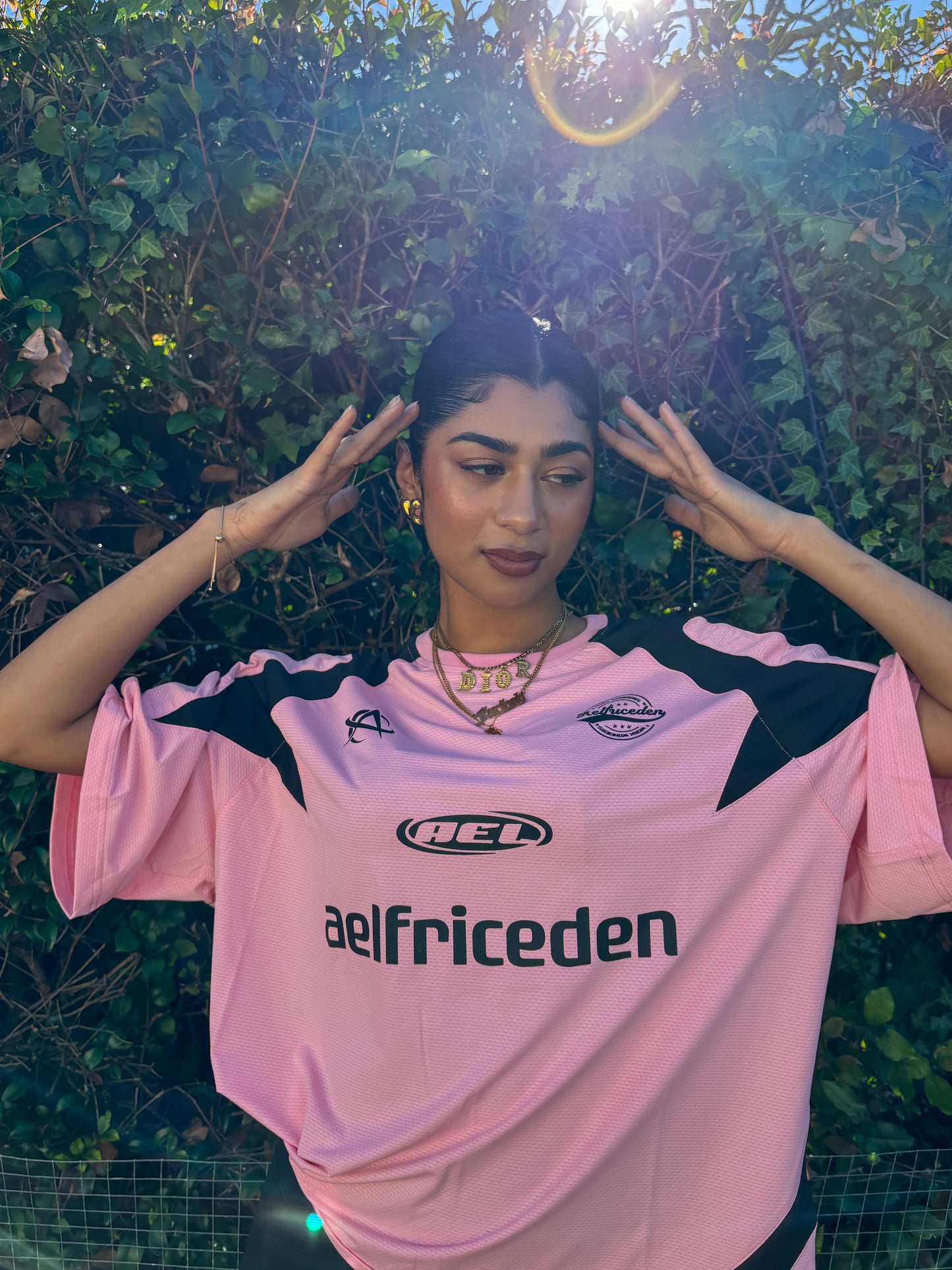 T-shirt de football rose