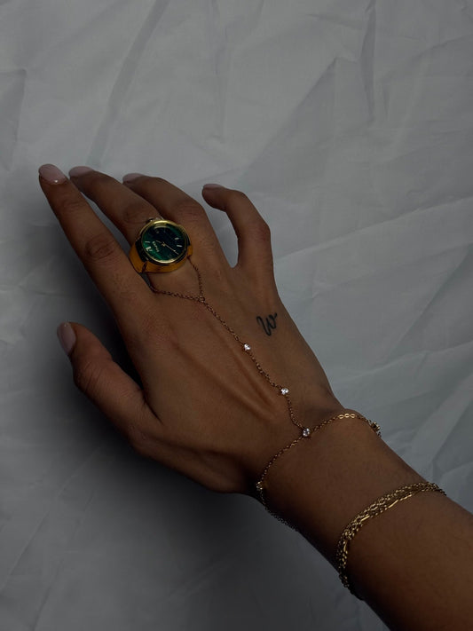 Emerald Watch Ring - Gold/Silver