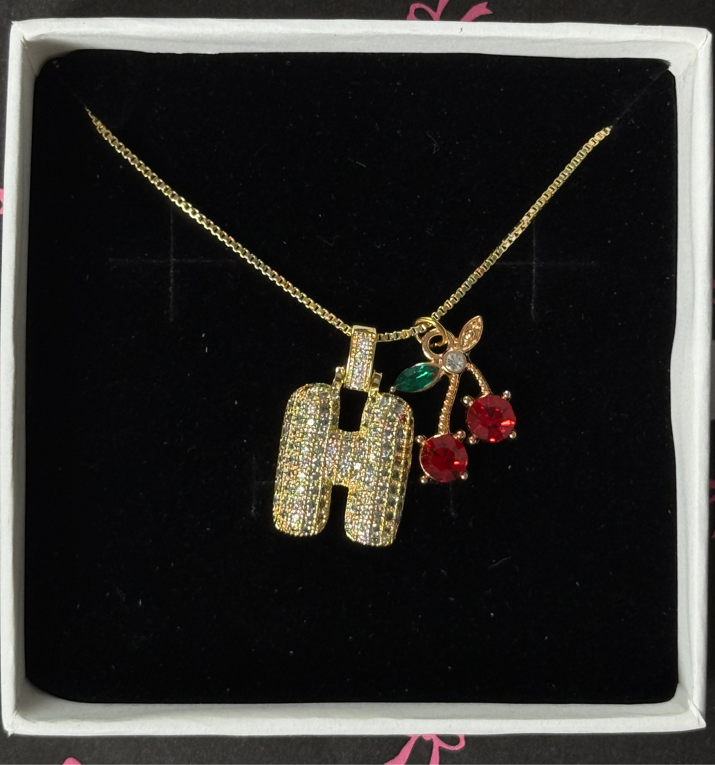 バブルイニシャルネックレス(カスタマイズ可能)- ゴールド