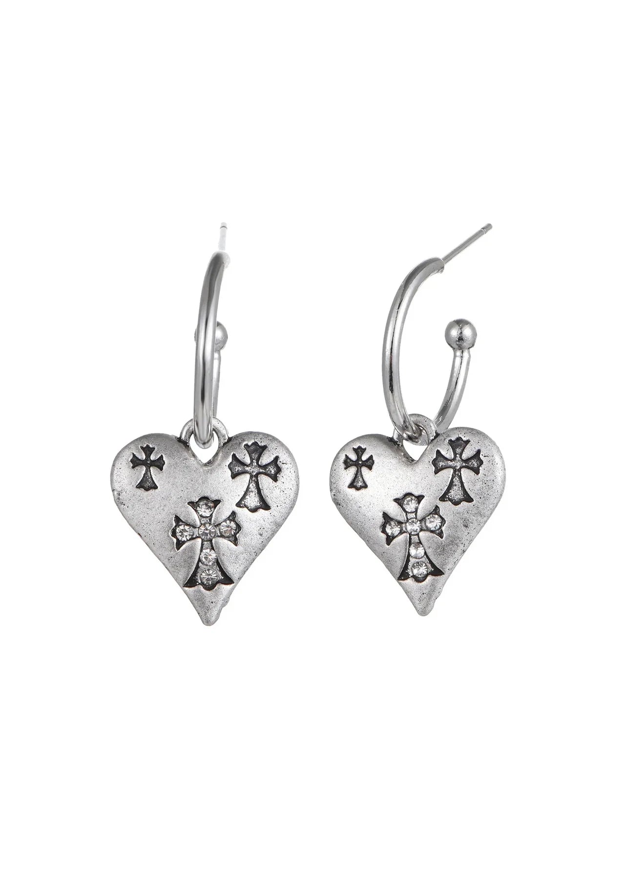 Boucles d'oreilles en forme de cœur chromé