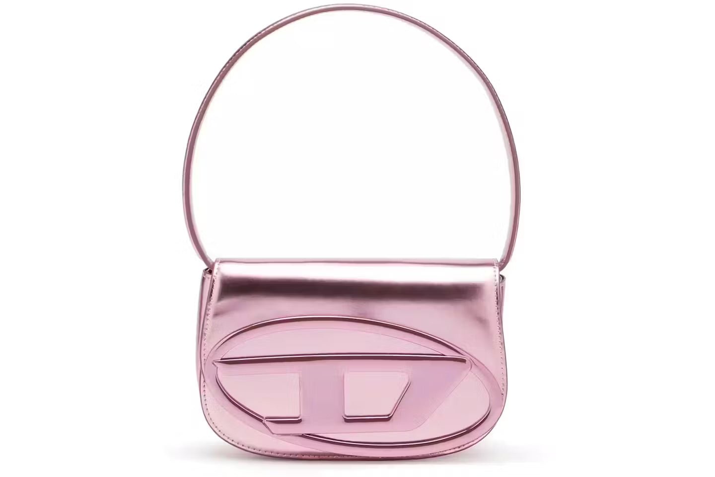 1DR-Sac bandoulière iconique DIESEL en cuir miroir rose