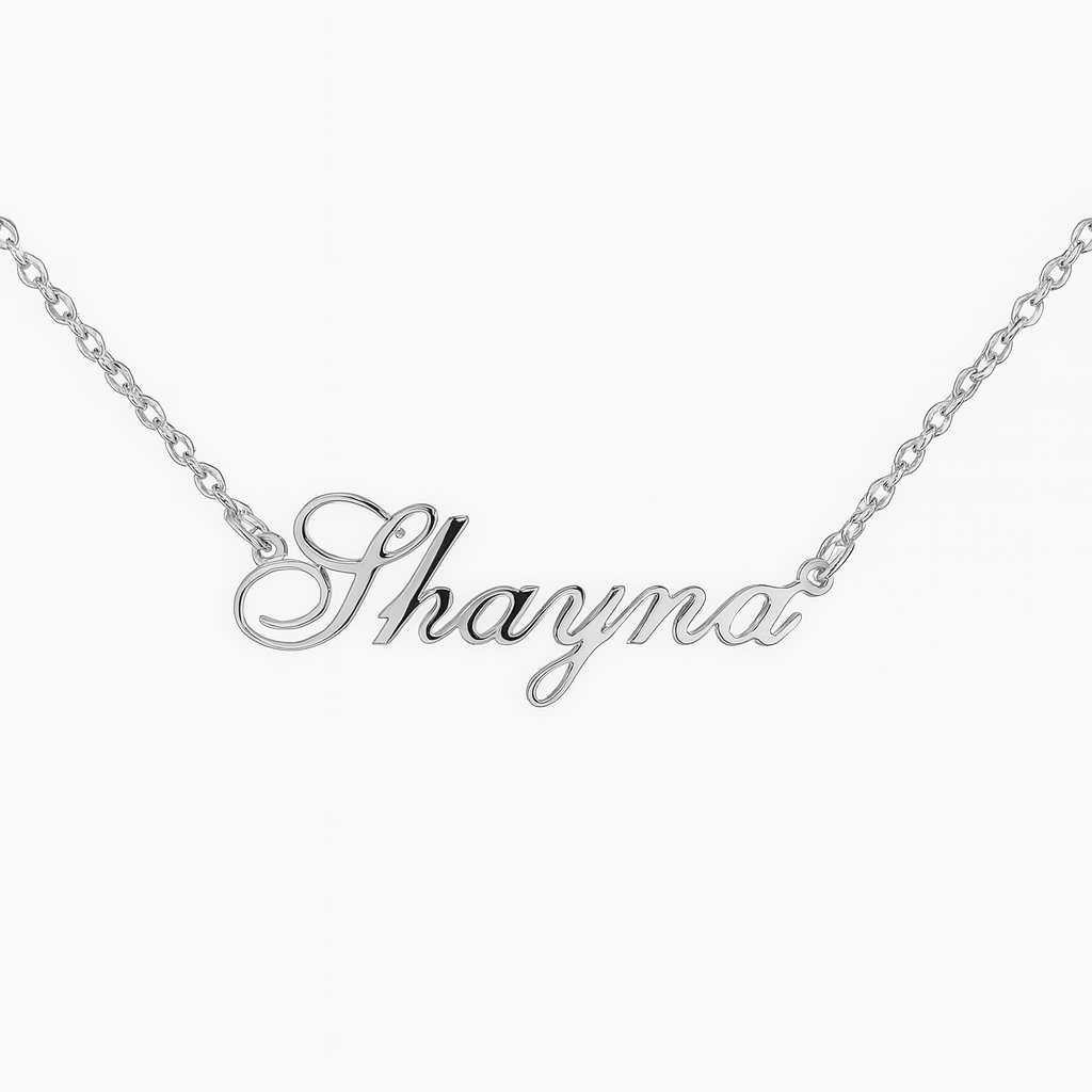 Collier avec plaque signalétique personnalisée - Plaqué or 18 carats/argent