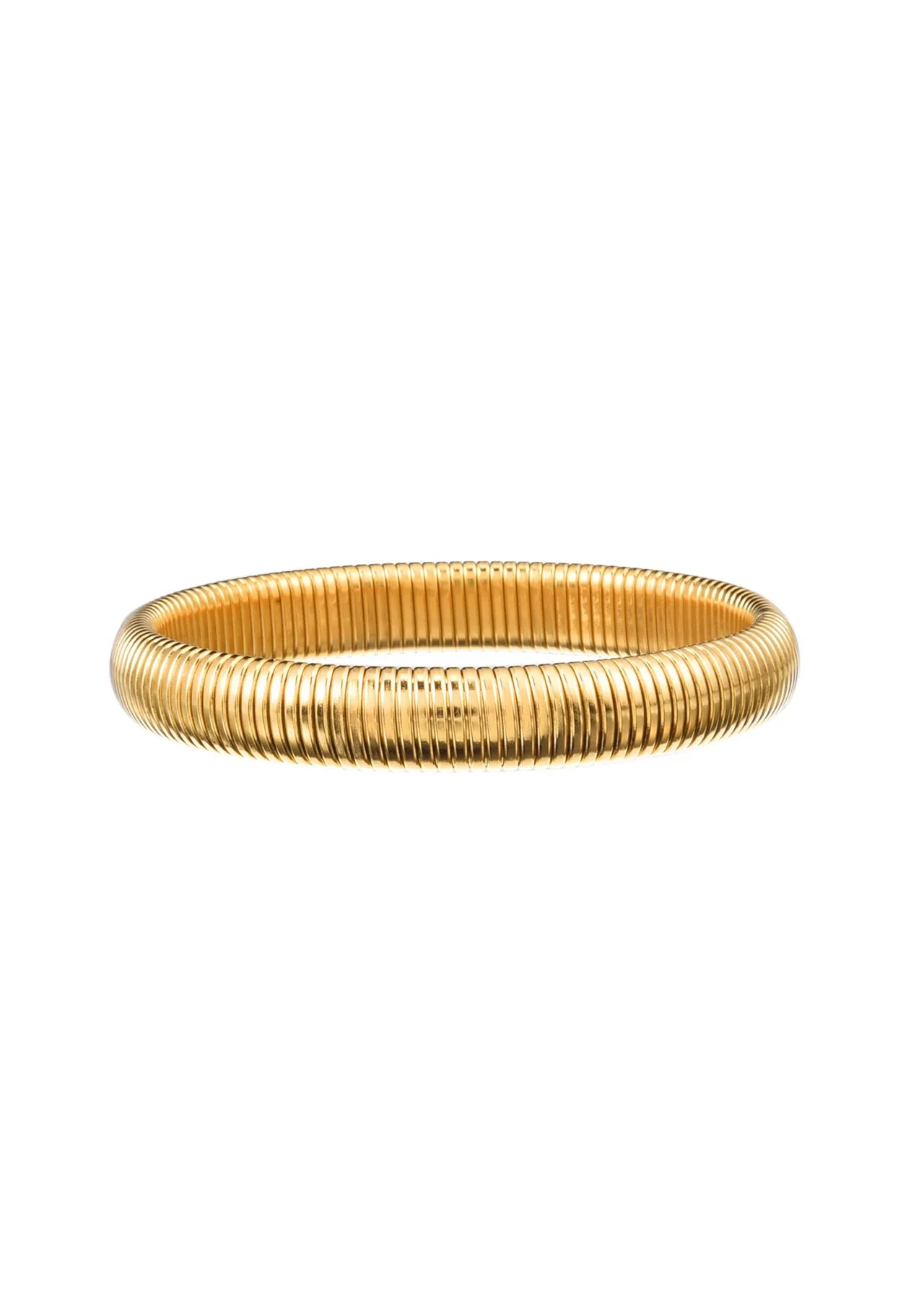 Gold bangle on a white background