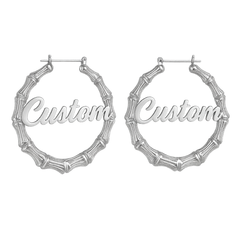 Créoles en bambou personnalisées - Or/Argent