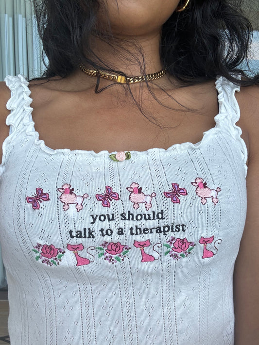O-Mighty Talk to a Therapist Pointelle Top (S)