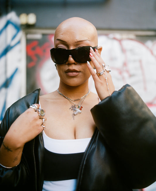 Ice Puff Initial Necklace- Silver