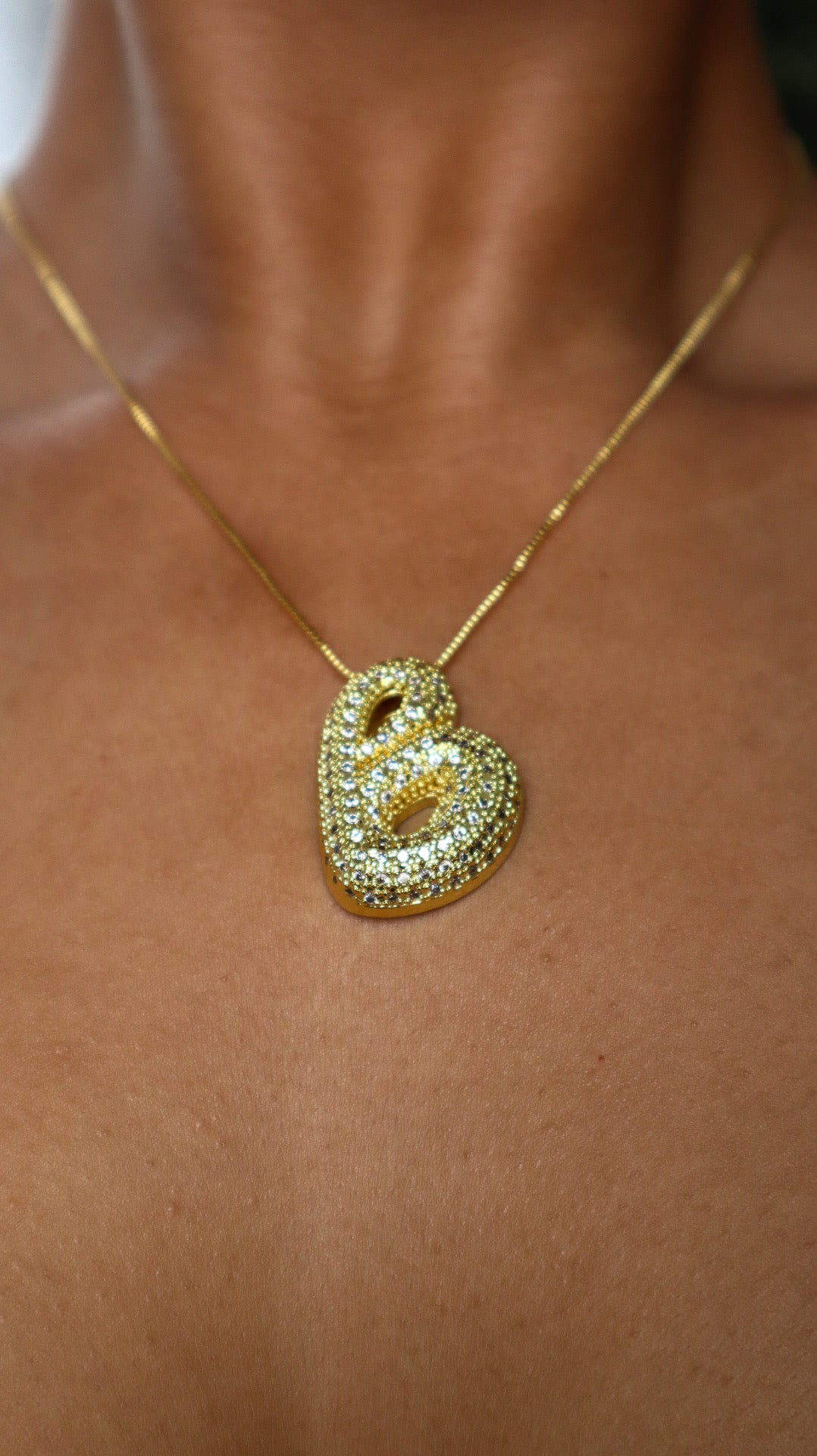 Ice Puff Initial Necklace - Gold