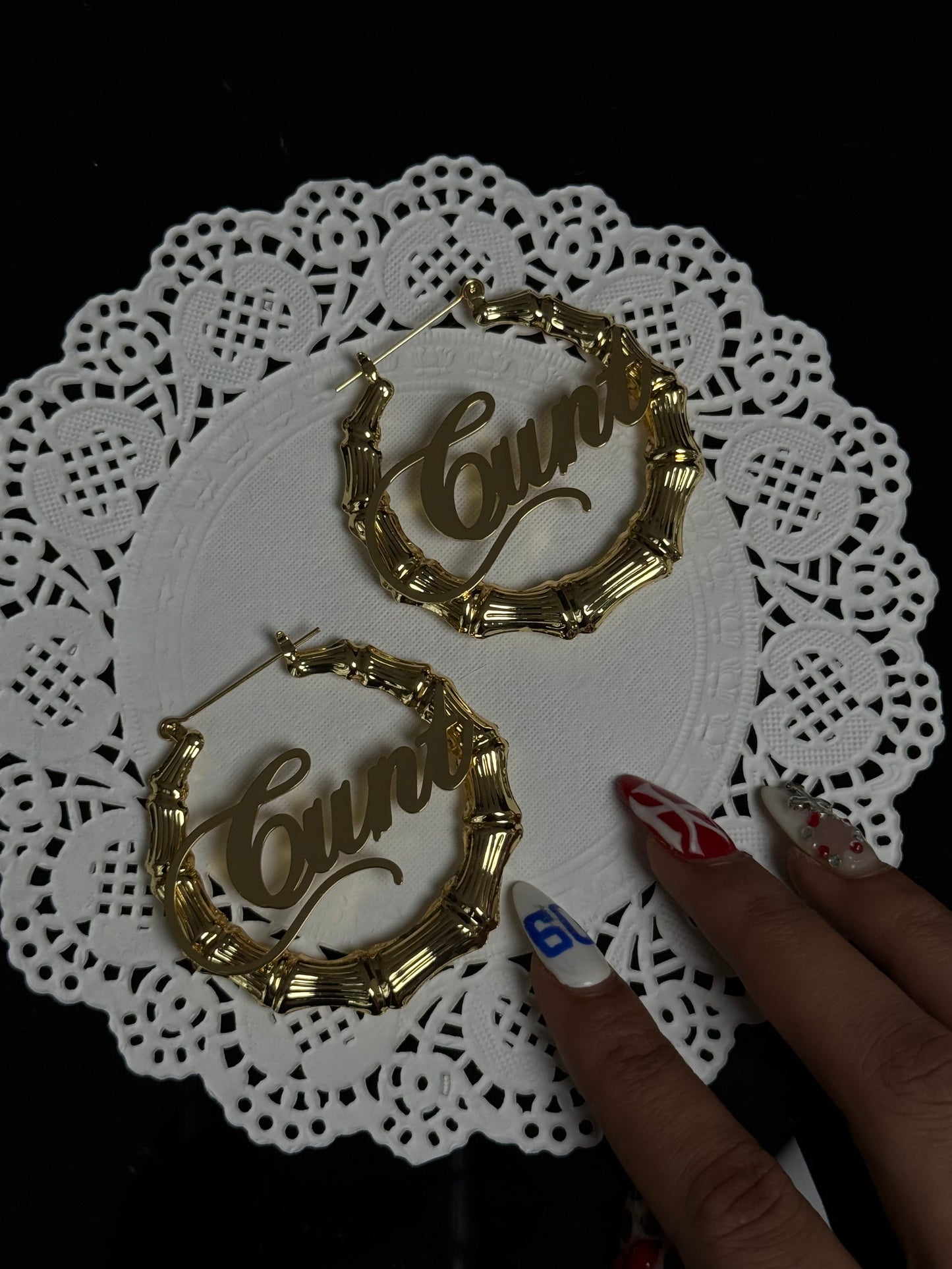 Créoles en bambou personnalisées - Or/Argent