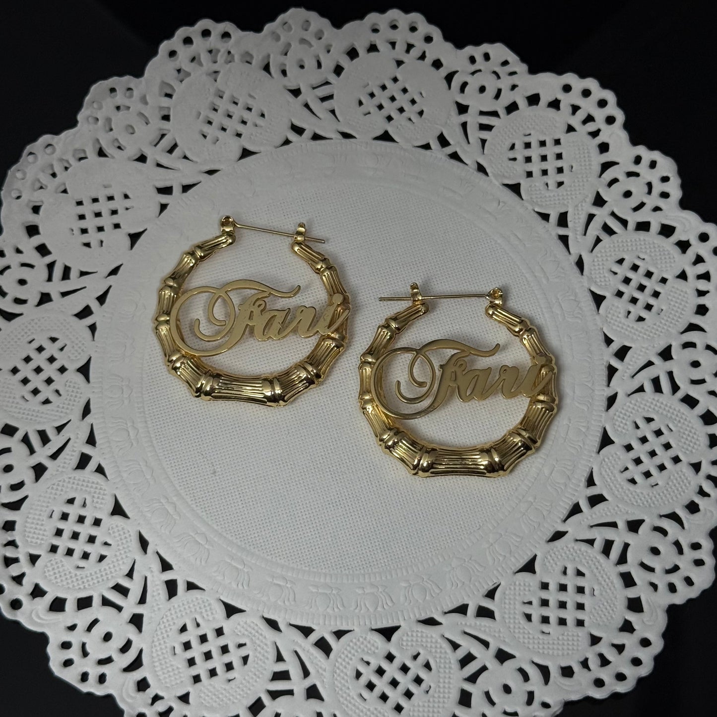 Créoles en bambou personnalisées - Or/Argent