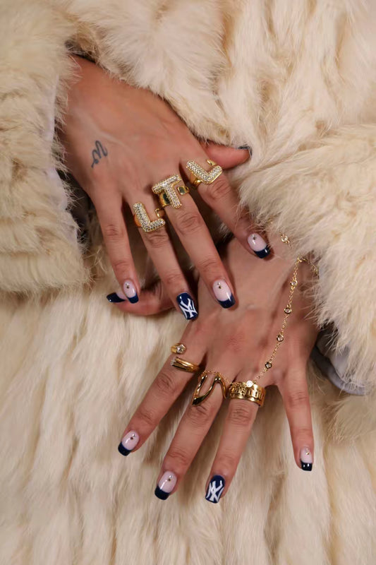 Large Bubble Initial Ring - 18K Gold-Plated