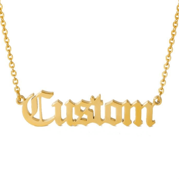Custom Nameplate Necklace -18K Gold Plated/Silver