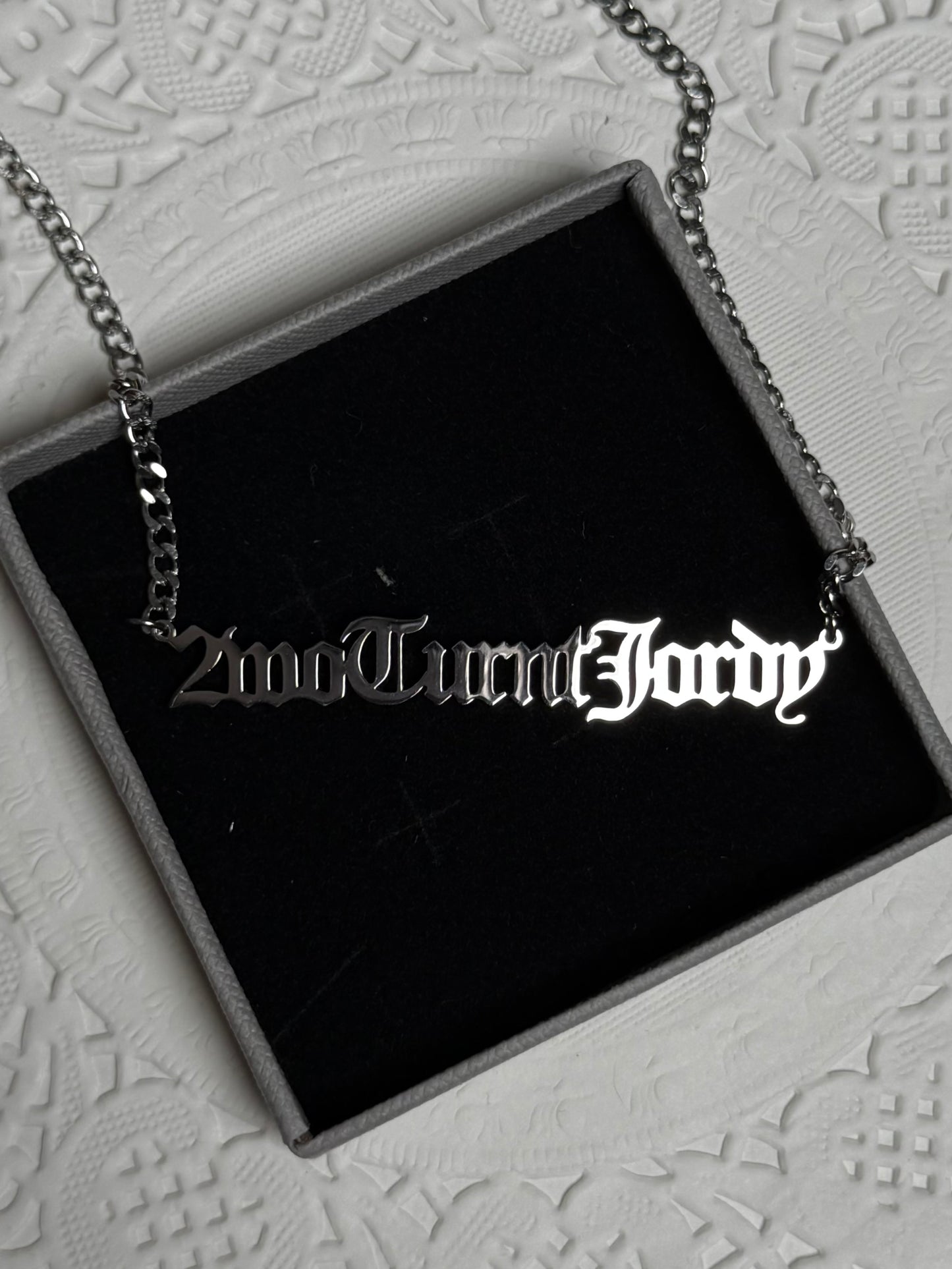 Collier avec plaque signalétique personnalisée - Plaqué or 18 carats/argent