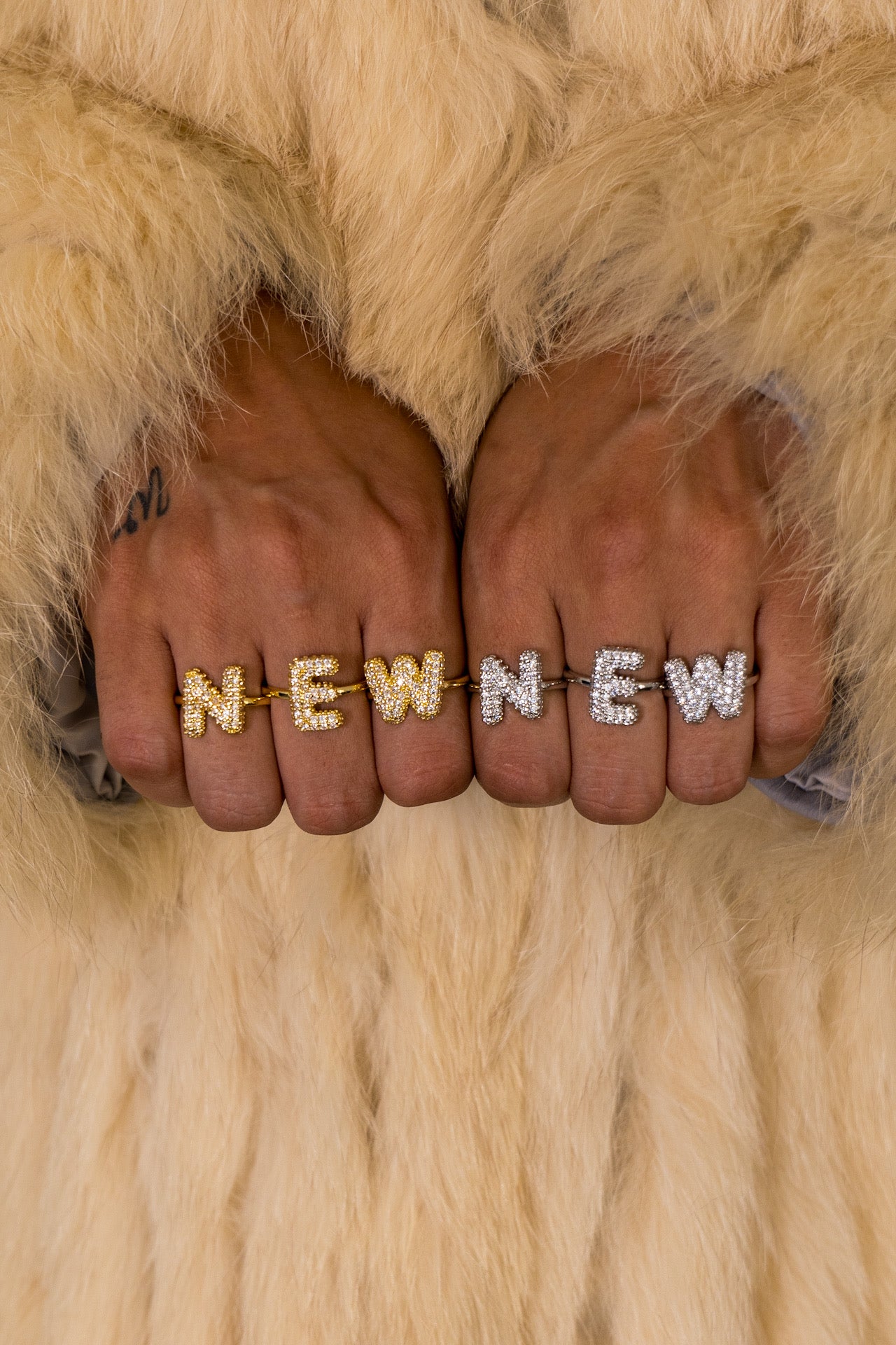 Bubble Initial Ring - Silver