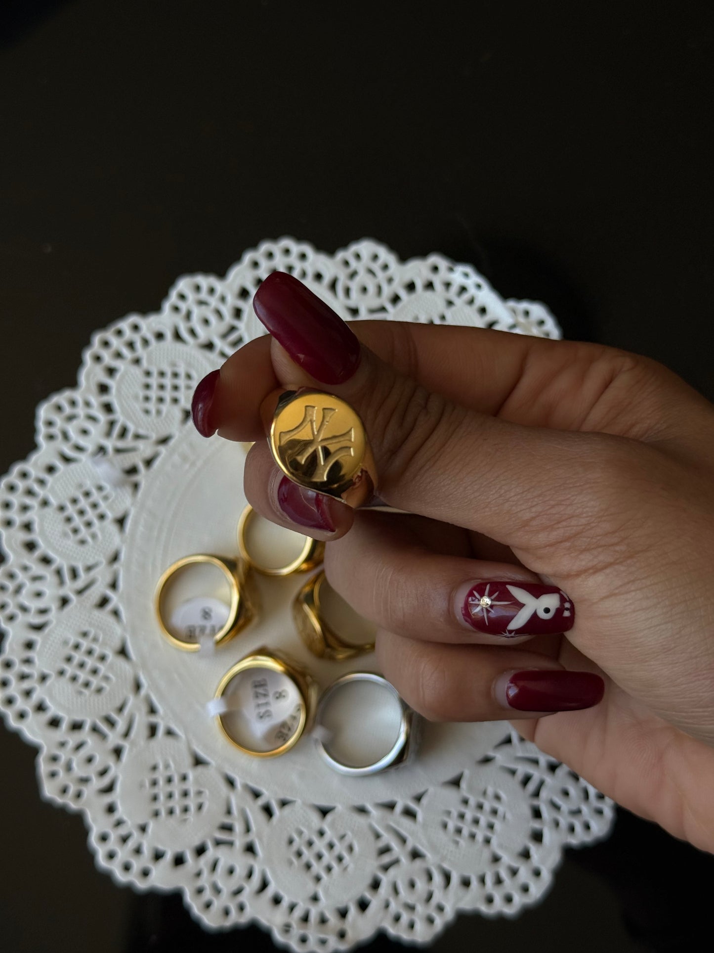 SS45 Yankee Crest Ring  *WATERPROOF & TARNISH-PROOF* *Minor Scratches*