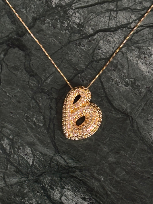 Ice Puff Initial Necklace - Gold