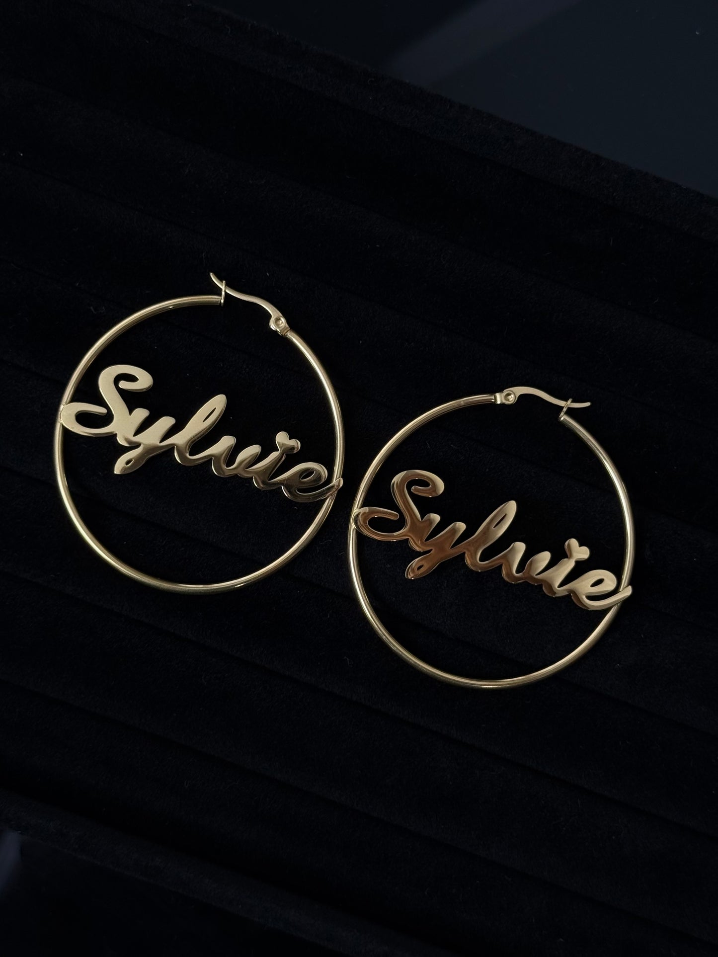 Custom Nameplate Hoops - Gold/Silver