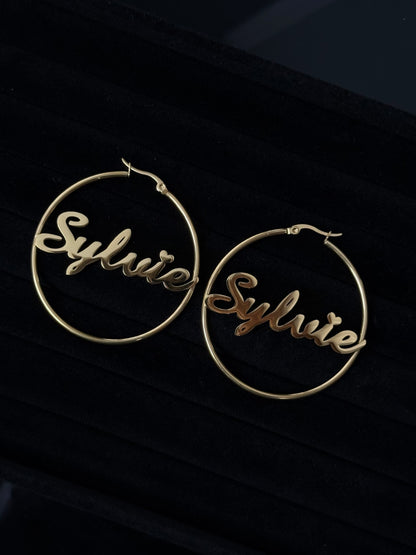 Custom Nameplate Hoops - Gold/Silver