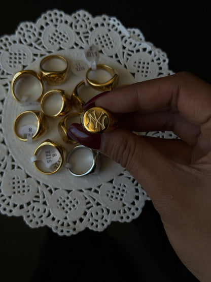 SS45 Yankee Crest Ring  *WATERPROOF & TARNISH-PROOF* *Minor Scratches*