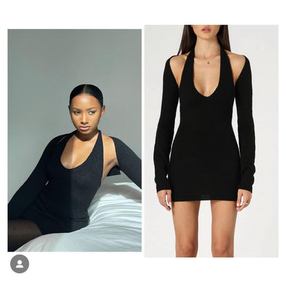 SHERA Black Dress & Cardigan- One Size