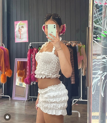 Scrunchie Skirt- White (S/M)