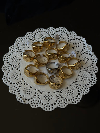 SS45 Yankee Crest Ring  *WATERPROOF & TARNISH-PROOF* *Minor Scratches*